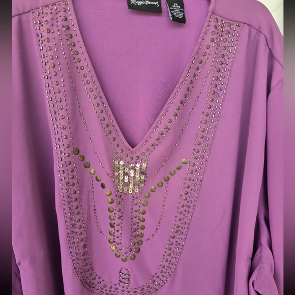 Maggie Barnes Womens Tunic Plus Sz 6X (38/40) Purple Blouse Studded Embellished - Picture 6 of 11